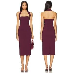 House of Harlow 1960 x REVOLVE Melody Midi Dress Halter Cocktail Burgundy Size S